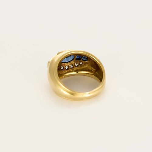 Bague 50 Bague en or jaune saphir et diamants 58 Facettes REU1222