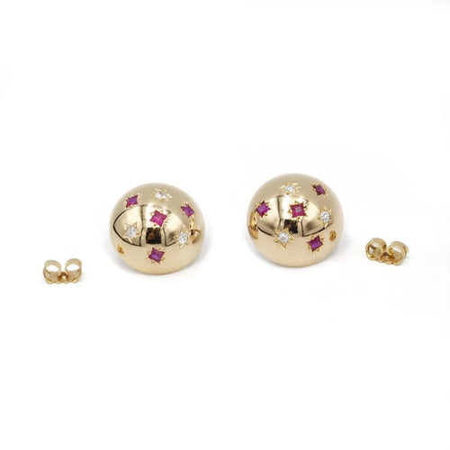 Boucles d'oreilles Boucles d'oreilles or jaune diamants rubis 58 Facettes 240045SP