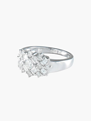 Bague 54 Bague solitaire pavée en or gris et diamants 0,99 ct 58 Facettes 422 50064