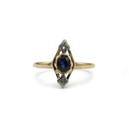 Bague 55 Bague Art Déco - Or jaune, Platine, Saphir & Diamants 58 Facettes 250272R