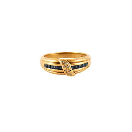 Bague 55 Bague en Or jaune, diamants & saphirs 58 Facettes
