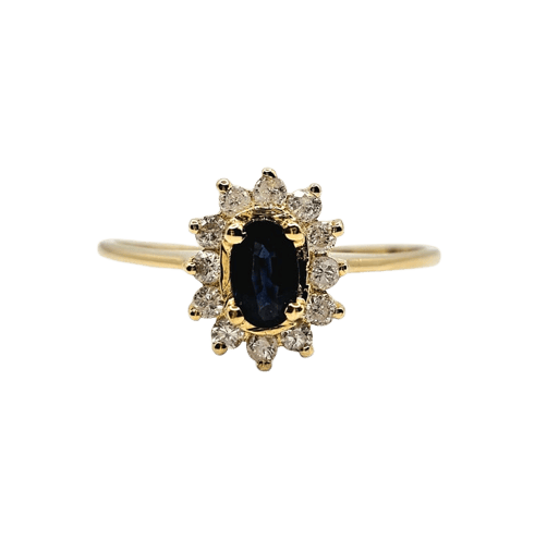 Bague 52 Bague marguerite vintage en or jaune 18 carats, saphir et diamants 58 Facettes 704