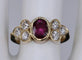 Bague 55 Bague ovale en or jaune avec rubis et diamants 58 Facettes BA-4