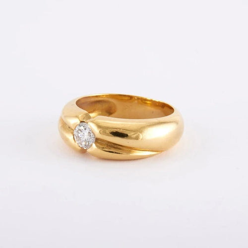 Bague 57 / Jaune / Or 750 Solitaire - Diamant de 0.42 carat 58 Facettes 140544R