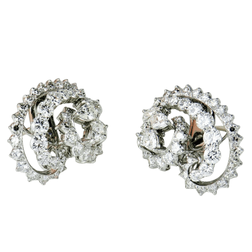Boucles d'oreilles Boucles d’oreilles clip en platine 950 serties de diamants 5,60 ct 58 Facettes 1843