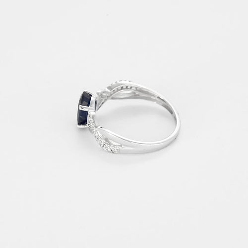 Bague 54 Bague Solitaire en or blanc, saphir et diamants 58 Facettes POI0555