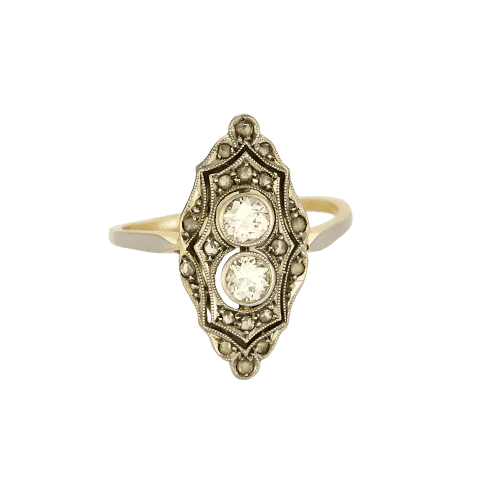 Bague 50,5 Bague Belle Époque à chaton losangique en or gris 18k et diamants 58 Facettes DADB-10