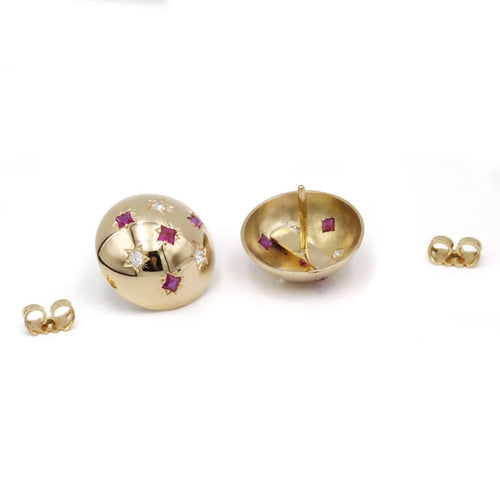 Boucles d'oreilles Boucles d'oreilles or jaune diamants rubis 58 Facettes 240045SP