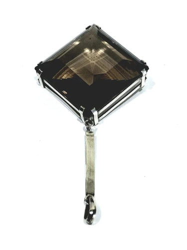 Pendentif Pendentif quartz fumé biseauté en argent 58 Facettes