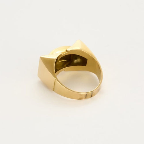 Bague 55 Bague Tank en or jaune et or gris, diamants taillés en rose 58 Facettes ANGE0148