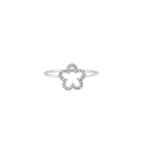 Bague 54 Bague Fleur Or blanc Diamants 58 Facettes