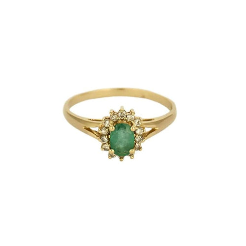 Bague 64 Bague marguerite en or jaune, émeraude et diamants 58 Facettes AUX1288X2