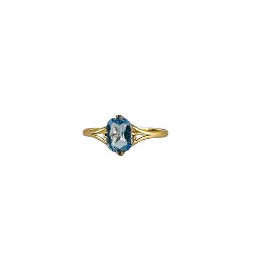 Bague Bague vintage en or jaune 14 carats avec topaze bleue 58 Facettes 2508021
