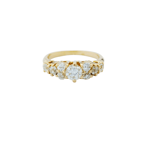 Bague 50 Bague en or jaune 18 carats et neuf diamants 58 Facettes 33771