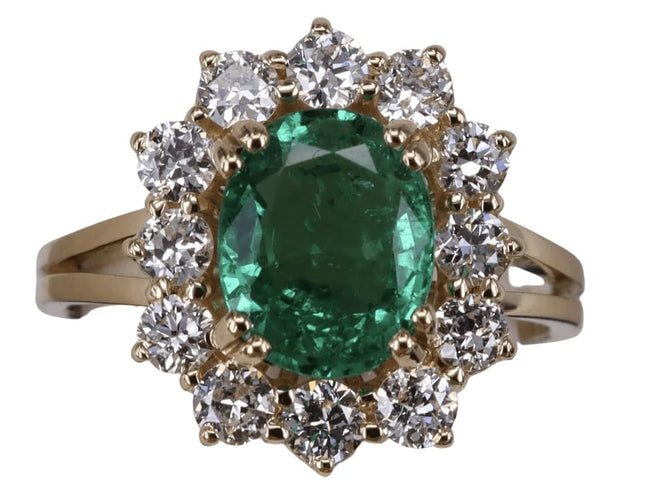 Bague 50 Bague ovale en or jaune pavé d'émeraudes et de diamants 58 Facettes BA-668