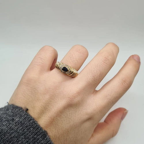 Bague 56 Bague or rose saphir et diamants 58 Facettes
