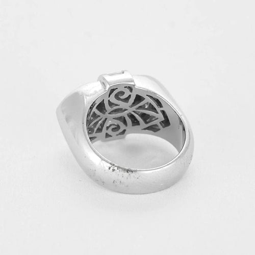 Bague 53 Bague - Bague navette serti clos en or blanc 18k et diamants 58 Facettes N0610