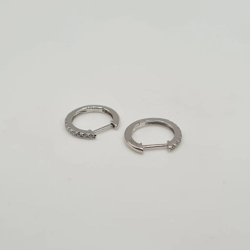 Boucles d'oreilles Créoles or blanc 18 carats serties de diamants 58 Facettes