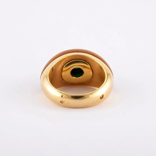 Bague 52 / Jaune / Or 750 Bague - Or émeraude et ambre 58 Facettes 120172R