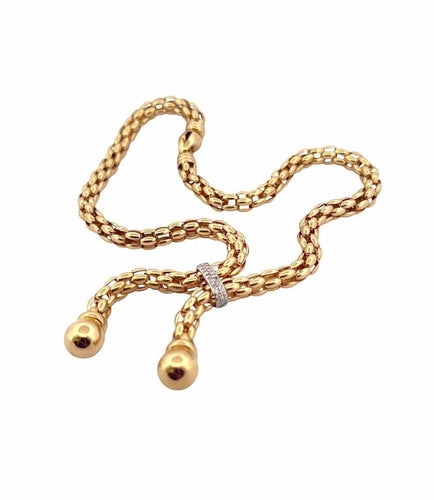 Collier Collier maille Popcorn à pompons en or 18 carats 58 Facettes