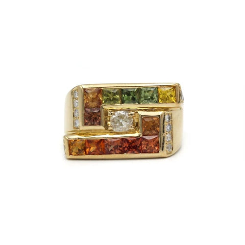 Bague 56 Bague - Or, Diamants & Saphirs de couleur 58 Facettes 250043SP