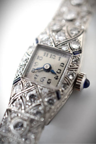 Montre Chopard - Montre femme Art déco en platine, or blanc 14 K et diamants 58 Facettes CHO-100
