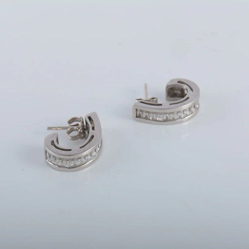 Boucles d'oreilles Demi-créoles Platine oxydes de zirconium 58 Facettes