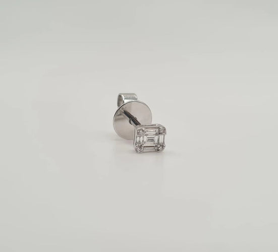 Boucles d'oreilles Boucles d’oreilles or blanc serties de diamants baguettes 58 Facettes