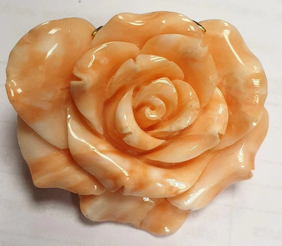 Pendentif Broche/Pendentif fleur Or jaune Corail 58 Facettes C 1485  Ree