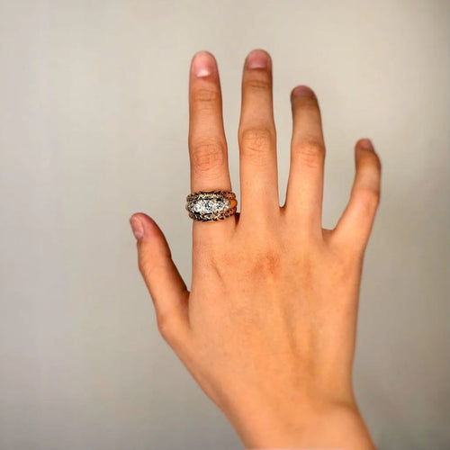 Bague 56 Bague Rétro - Or bi-colore & Diamants 58 Facettes 250375R