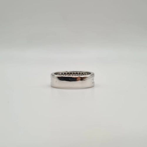 Bague 56.5 Bague or blanc diamants baguettes et ronds 58 Facettes