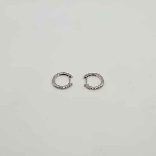 Boucles d'oreilles Créoles or blanc 18 carats serties de diamants 58 Facettes