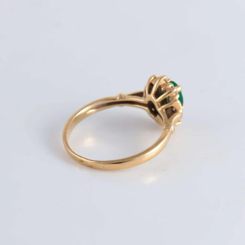 Bague 54 Bague style Marguerite Emeraude et 8 Diamants 58 Facettes FM61
