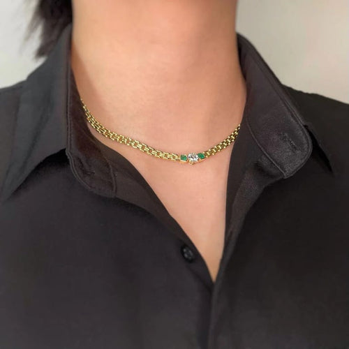 Collier Collier - Or Jaune, Diamant et Emeraudes 58 Facettes 250089R