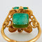 Bague 55 Bague - Bague émeraude rectangulaire en or jaune 18k et diamants 58 Facettes ALGU19