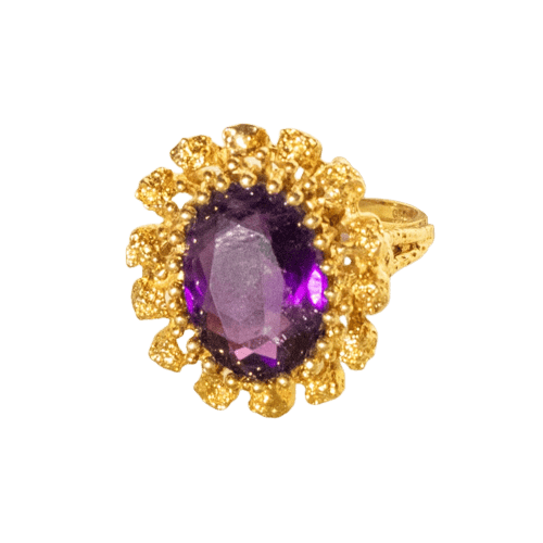 Bague 53.5 Bague améthyste en or jaune 14 carats 58 Facettes