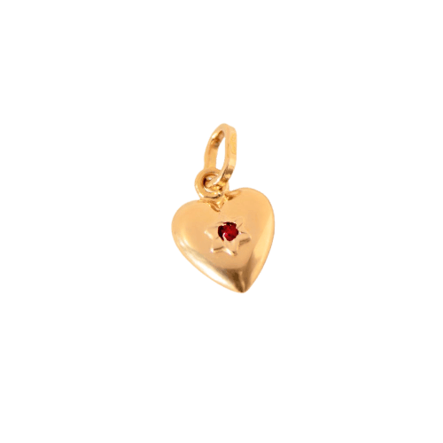 Pendentif Pendentif cœur - 18 carats or jaune avec rubis 58 Facettes