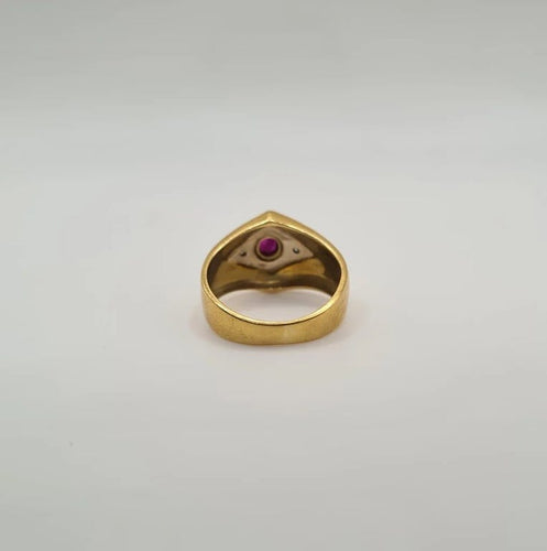Bague 49 Bague or jaune sertie de diamants et rubis 58 Facettes