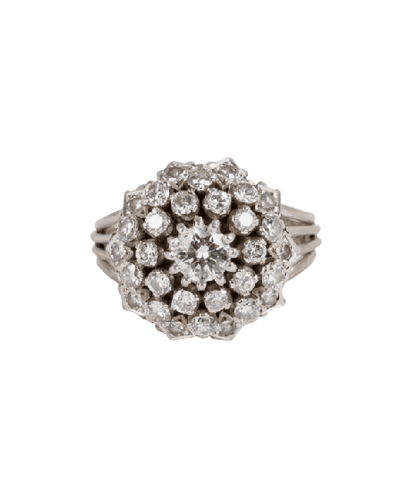 Bague 52 Bague marguerite fleur en or blanc 18 carats et diamants 58 Facettes 12Z