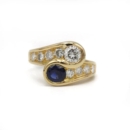 Bague 52 Bague - Or jaune, Diamants & Saphir 58 Facettes 250096R