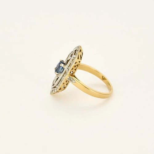 Bague 54 Bague en or jaune, or gris, saphir et diamants 58 Facettes 58FC162