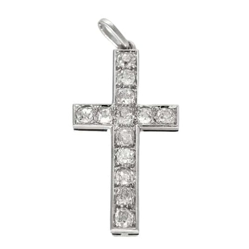 Pendentif Pendentif croix en or blanc 18 carats pavé de diamants 58 Facettes 58FC165