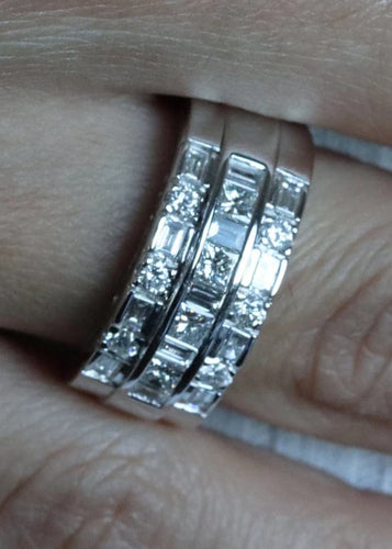 Bague 54 Bague Triple Or blanc Diamants 58 Facettes RNG2921