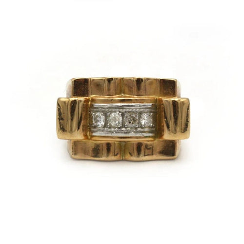 Bague 49 Bague Tank - Or jaune, Platine & Diamants 58 Facettes 250067SP