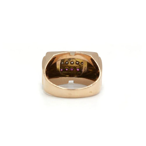 Bague 52 Bague Tank - Or rose, Diamants & Rubis 58 Facettes 250322R