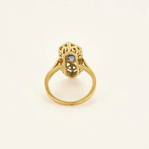 Bague 54 Bague en or jaune, or gris, saphir et diamants 58 Facettes 58FC162