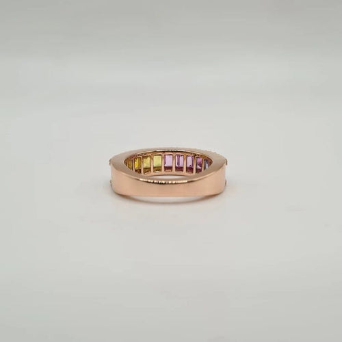 Bague 53 Bague or rose sertie de saphirs multi-couleurs et diamants naturels 58 Facettes