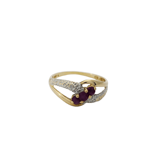 Bague 53 Bague croisée en or jaune 18 carats avec rubis et diamants 58 Facettes 32235