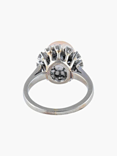 Bague 48.5 Bague or blanc perle et diamants 58 Facettes 2069