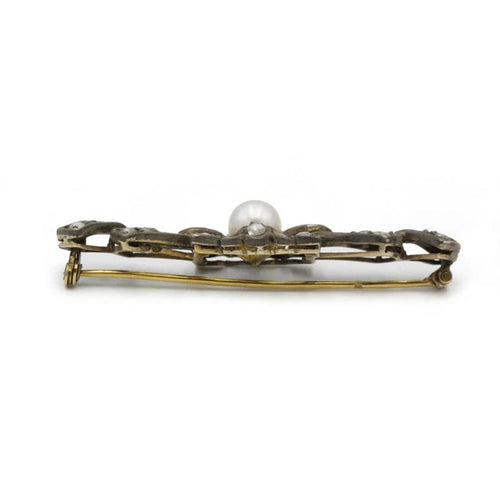 Broche Broche XIXème or jaune argent perle et diamants 58 Facettes 140400R